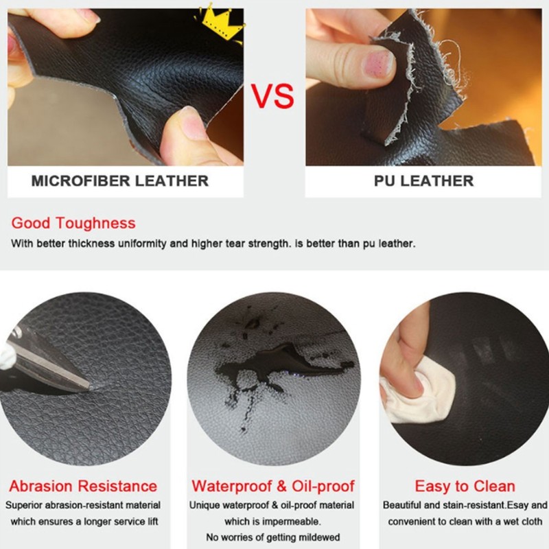 1 Pair Front Door Panel Armrest Cover Microfiber Leather Car