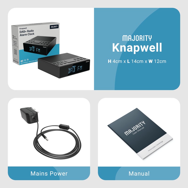 MAJORITY Knapwell | Bluetooth DAB, DAB+ Clock Radio | Bedside