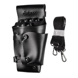 JZK Leather Hairdressing Scissors Holder Holster Pouch Scissors Case Bag with Belt Hairdresser Tool Bag, Brown