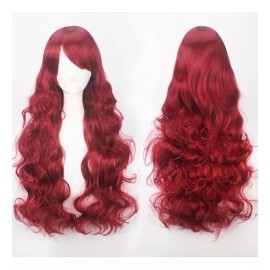 Lucky Day Peluca Cabello Ondulado Rojo Pelirrojo Con Flequillo Cosplay