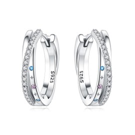 CYMYSS Earrings 925 Silver Hoop Earrings Silver 925 Silver Earrings Women's 925 Small Hoop Earrings Silver 925 Sterling Silver Earrings Hoop Earrings Earrings for Women, Sterling Silver, No Gemstone