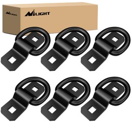 Nilight 6Pcs 3/8” D-Rings Heavy Duty Truck Tie Down Anchors Steel 6000 Pound Tie Down Rings Hooks Loads on Trucks Trailers Boats RV Campers Vans Kayaks Motorcycles Deliveries ATVs,Black