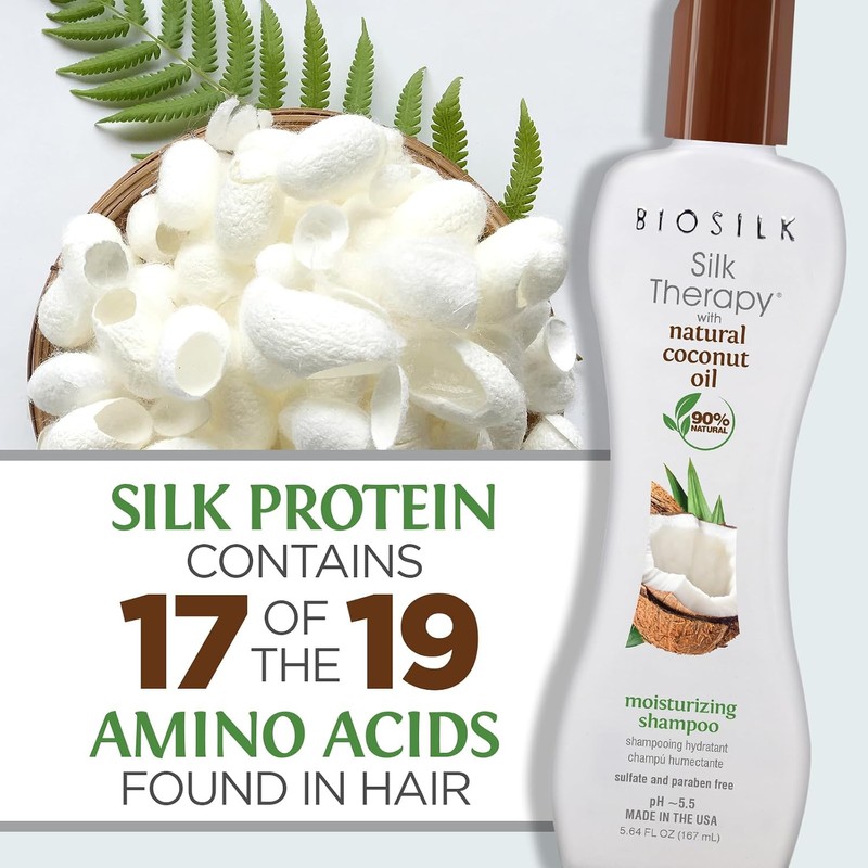 Biosilk Silk Therapy with Organic Coconut Oil Moisturizing Shampoo, 5.64
