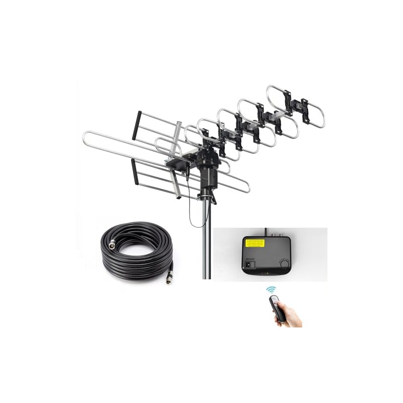 CeKay Outdoor Digital Amplified HDTV Antenna, 360° Controllable Rotating TV