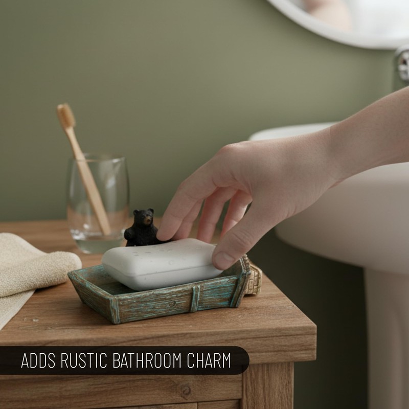 Pine Ridge Bear Soap Dish - Black Bear Outhouse Soap