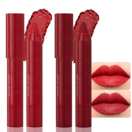 BINGBRUSH Crayon Matte Longwear Lipstick Pack Set,Moisture Smooth Color Stick Ultimate Lip Crayon for Makeup Collection - Waterproof Velvet Lipgloss Lip Stain (2pcs 08#&10#)