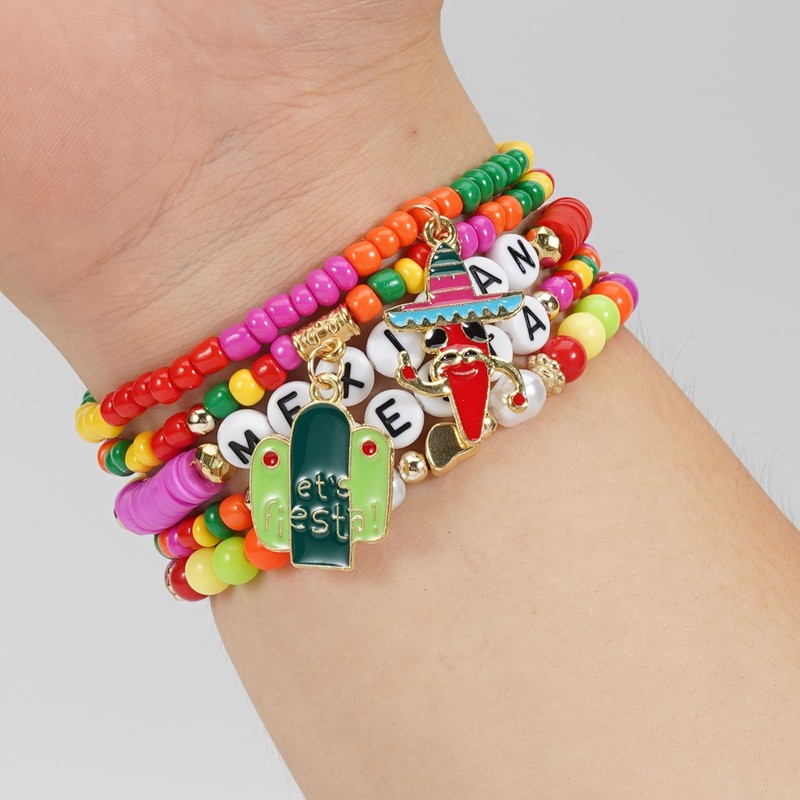 Twinfree 20pcs Cinco De Mayo Bracelets Pack for Women Cinco