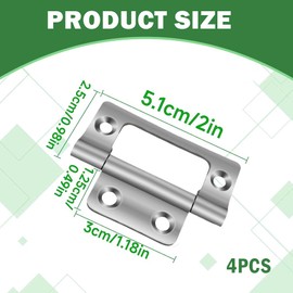 PMTFUMY Flush Hinge 2 Pairs of Door Hinges 5.1 * 2.5cm with Screws, Mechanism for Connecting Door Leaf and Door Frame, Suitable for Doors, Drawers, Boxes