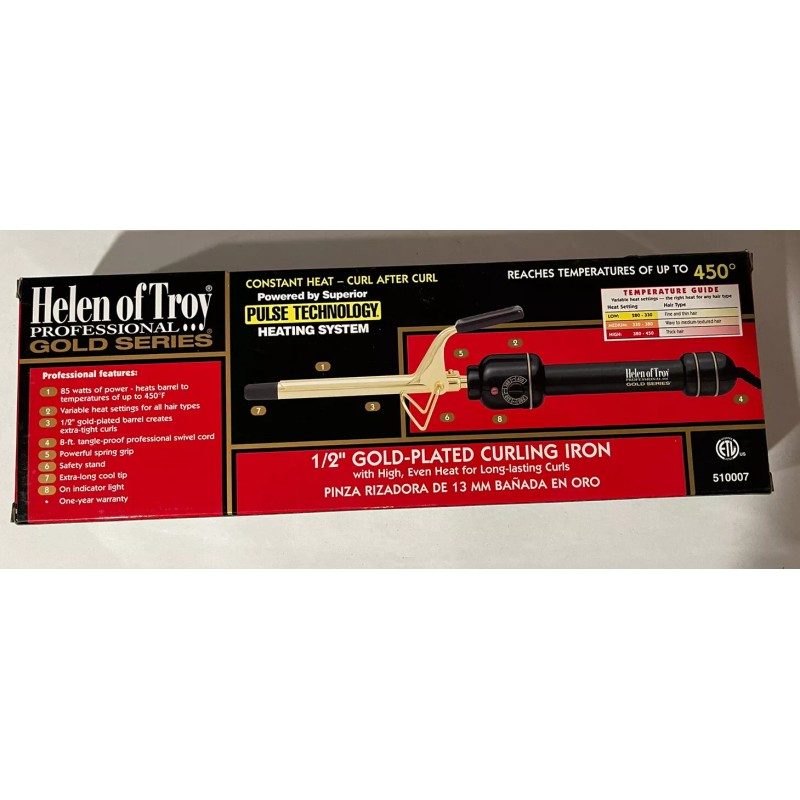 Helen Of Troy 1/2” Gold Plated Professional Series Curling Iron