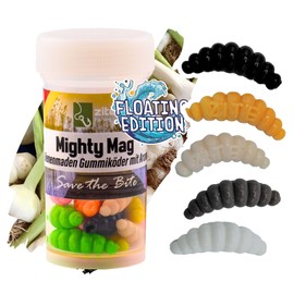 Zite Fishing Mighty Mag Floating Edition - Buoyant Rubber Bait Trout Fishing - Artificial Bee Made - UV-Active - Catchy Choice of Colours - Garlic & Cheese Aroma (Natural Mix Garlic)