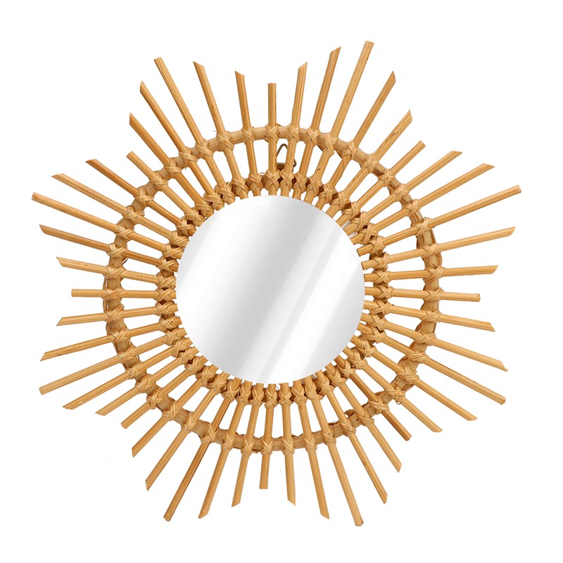 Wall Decor Rattan Mirror Star Shape Unique Simple Handwoven Mirror