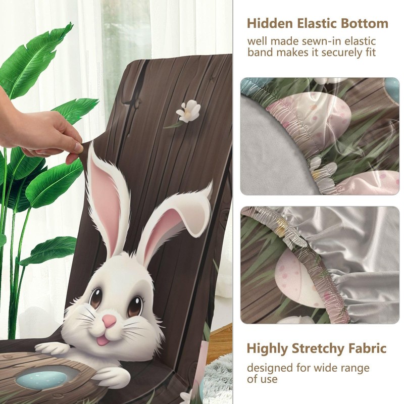 JUMBEAR Easter Cute Rabbit Chair Covers for Dining Room 2PCS,Stretch