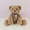 Mikee Fluffie Teddy Bear Stuffed Animal with Navy Collar, 9"