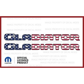 Gladiator Vinyl Hood Emblem Graphic fits Jeep Gladiator JT (2019-2024) USA Flag w/Black Outline (Set of 2) | FJ9F9