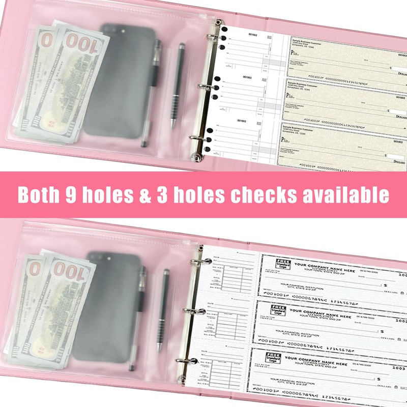 3 Rings Business Check Binder for End-Stub Deskbook Checks with