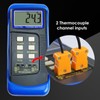 Handheld Digital K-Type Thermometer with Two Channels and Two Thermocouples,