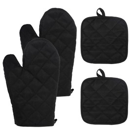 Oven Gloves, Pot Holder, Set of 4, Oven Gloves, Heat Resistant, Oven Gloves, Non-Slip Oven Gloves for Cooking, Baking, Grilling