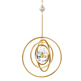 H&D HYALINE & DORA Crystal Galaxy Suncatcher, Hanging Rainbow Suncatcher for Windows, Glass Ball Prisms Suncatcher with 4 Brass Circles