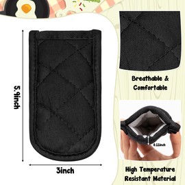 R HORSE 6Pcs Pan Handle Hot Holders, Black and Red Pot Pan Handle Covers Set Cast Iron Skillet Handle Covers Heat Resistant Pot Pan Holder Sleeves Mitt for Kitchen Baking Cooking BBQ Cookwares