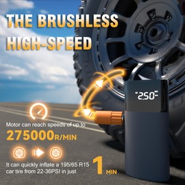 Reifenfüller Tragbarer Luftkompressor für Reifen, Luftpumpe 5000mAh 120PSI 3x schnelleres Kompakte Akku Kompressor, Luftpume für Autoreifen, Fahrradreifen und Aufpumpbare Produkt