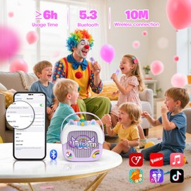 Mini Karaoke Machine for Kids Girls: Unicorn Portable Bluetooth Speakers with 2 Wireless Mic Toys for Girls Age 4-6 7 8 9 Years Old Girl Gifts Birthday Gifts for 5 6 7 8 9 10 11 Years Teens Purple