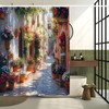Italian Street Shower Curtain Tuscany Renaissance Flower Town Rustic Floral