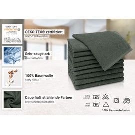ZOLLNER Set of 10 Guest Towels 30 x 50 cm Cotton Anthracite