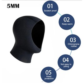 pdodo Scuba Diving Hood Diving Cap 3 mm/5 mm Neoprene Scuba Snorkelling Neoprene Suit Hood Surf Diving Hat, Wetsuit Hood Durable Stretchy Diving Cap Thermal Hood for Snorkelling Kayaking Sailing, 5 mm