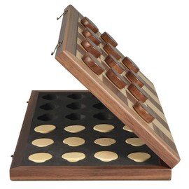 OUMODA Walnut 15" Magnetic Checkers Board Game Set - Folding Wooden 8x8 Chessboard with 24 Interlocking Pieces, Storage Slots - Family Strategy Game for Beginners & Kids Adults