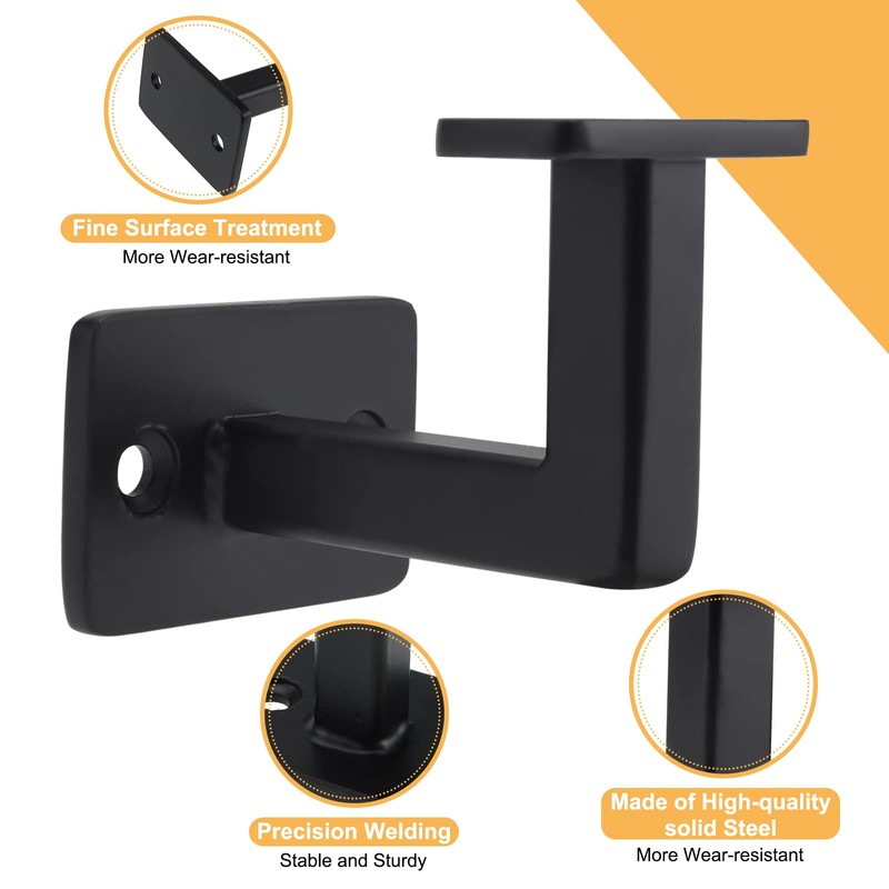 RealPlus Handrail Brackets 4 Pack Heavy Duty Steel Square Hand