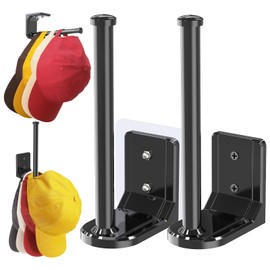 Ginyoyo 2 Pack Hat Organizer, Hat Rack for Wall, Strong Adhesive Hat Hooks, Hat Storage for Baseball Caps, Closet Storage and Organization, Black