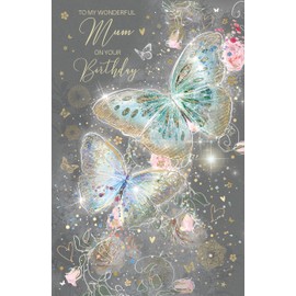 Cherry Orchard Large MUM Birthday greeting card, with Luxurious insert, Beautiful Butterfly design, finished with Gold foil details, from the Gorgeous Grace range.