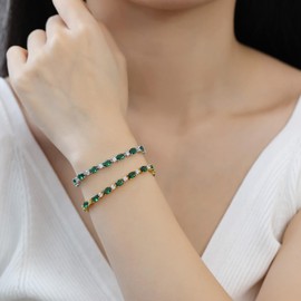 FANCIME Women's Tennis Bracelet, Width 0.2 inch (4 mm), 12 Months, Birthstone Tennis Bracelet, 14K Gold Plated, 925 Sterling Silver, Power Stone, Unisex, Brand, Reward, Birthstone, Anniversary, Gift,