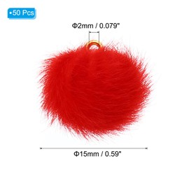 PATIKIL 50pcs Pom Poms Charm, Pompoms Charm Craft Pom Poms Pendants Balls Small Fluffy Tassel Bulk for Crafts Jewelry Making, Red