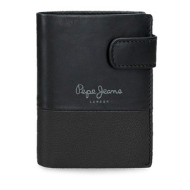 Pepe Jeans Joumma Bags Double Vertical Purse with Click Closure, Black, 8.5 x 10.5 x 1 cm, Leather by Joumma Bags, Talla única Vertical Purse with Click Closure, black, Vertical wallet with click