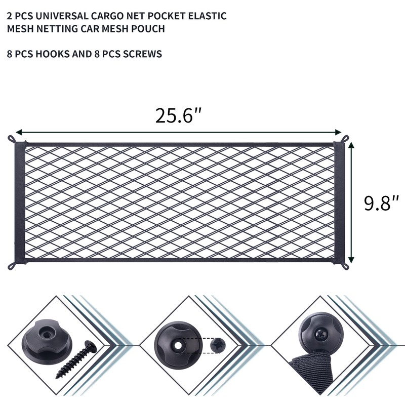MWMNUN 2 Pcs Universal Stretch Mesh Car Mesh Bag with