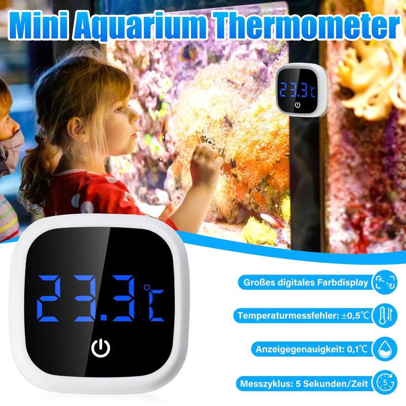 Aquarium Thermometer, Aideepen Mini Thermometer Aquarium Indoor High Precision LED