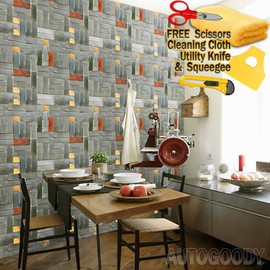 AutoGoody 3ft x 50ft 3D Brick Stone Wallpaper Vinyl Film Sticker Faux VH 36" x 600"