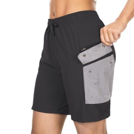 Asfixiado Womens Hiking Cargo Shorts Quick Dry Lightweight Drawstring Summer Shorts for Women Travel Outdoor with Zipper Pockets #2116-Black-4