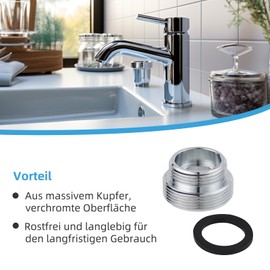 Hibbent M18-M22 Brass Tap Aerator Connection, Male Thread Bathroom Tap Adapter for Sink Tap Water Purifier Adapter Aerator