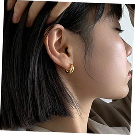 Baluue 1 Pair Vintage Dangle Hoop Earrings for Women Elegant Gold Circle Design Stylish Costume Jewelry for Any Occasion