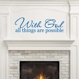 with God All Things are Possible Wall Decal | Christian Wall Decor | Christian Wall Decal | Made in America | Blue
