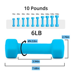 Portzon Weights Dumbbells 10 Colors Options Compatible with Set of 2 Neoprene Dumbbells Set,1-15 LB, Anti-Slip, Anti-roll, Hex Shape Blue