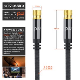CSL - 5 m HDTV Satellite Cable with Braiding 8k 4k HDTV - 135Db 75 Ohm - F Male to F Male - SAT Cable - HDTV Antenna Cable - DVB-T2 Radio FM DAB DAB