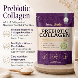 Prebiotic Collagen Powder - 420g Hydrolysed Collagen Peptides & Prebiotics