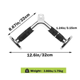 6 Pieces Cable Machine Accessories Set - LAT Bar Cable Machine Attachment, Double D Handle, V-Shaped Bar, Tricep Rope, Rotating Straight Bar & Ankle Straps, for Arm Strength Workout Training
