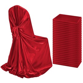 24 PCS Red Chair Covers,Satin Chair Covers 43x55 inch Universal Chair Covers Removable Washable Chair Slipcover Fits Most Chairs, for Holiday Party Banquet Wedding Celebration Banquet