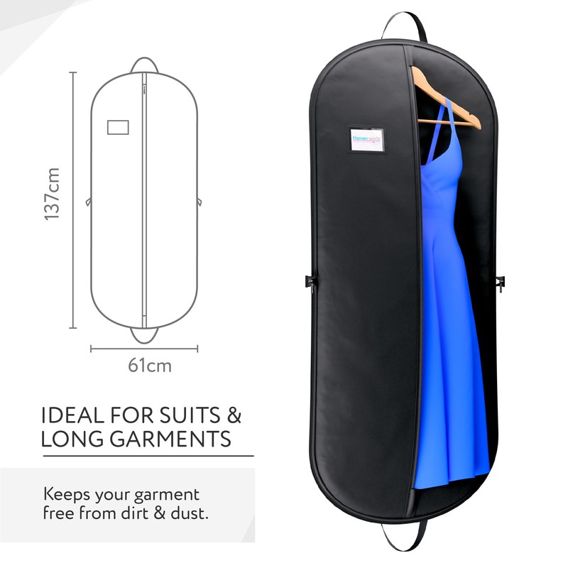 Hangerworld 54 Inch Zipped Black Suit Cover Travel Carrier Bag