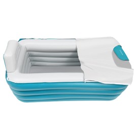 1.6m Inflatable Adult Bath Tub, Free-Standing Blow Up Bathtub with Foldable Portable Feature for Home Spa Soaking Shower with Electric Air Pump (High-Density PVC), Blue