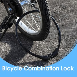 Bicycle Lock Anti-Theft, Bike Lock Combination Bike Locks Cable High Security Kids Bike Lock Cycle 4 Digits Long Cable Chain Padlock Lock for Pushchairs, Motorcycles, Bikes, Scooters